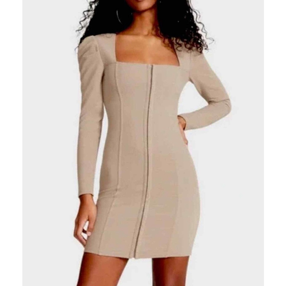 Betsey Johnson Dresses & Skirts - BETSEY JOHNSON Ribbed Dress Size M Beige Long Sleeve